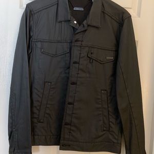 Crop coated black denim jacket . Brand new